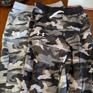 2 pairs of Under Armour camo sweatpants.